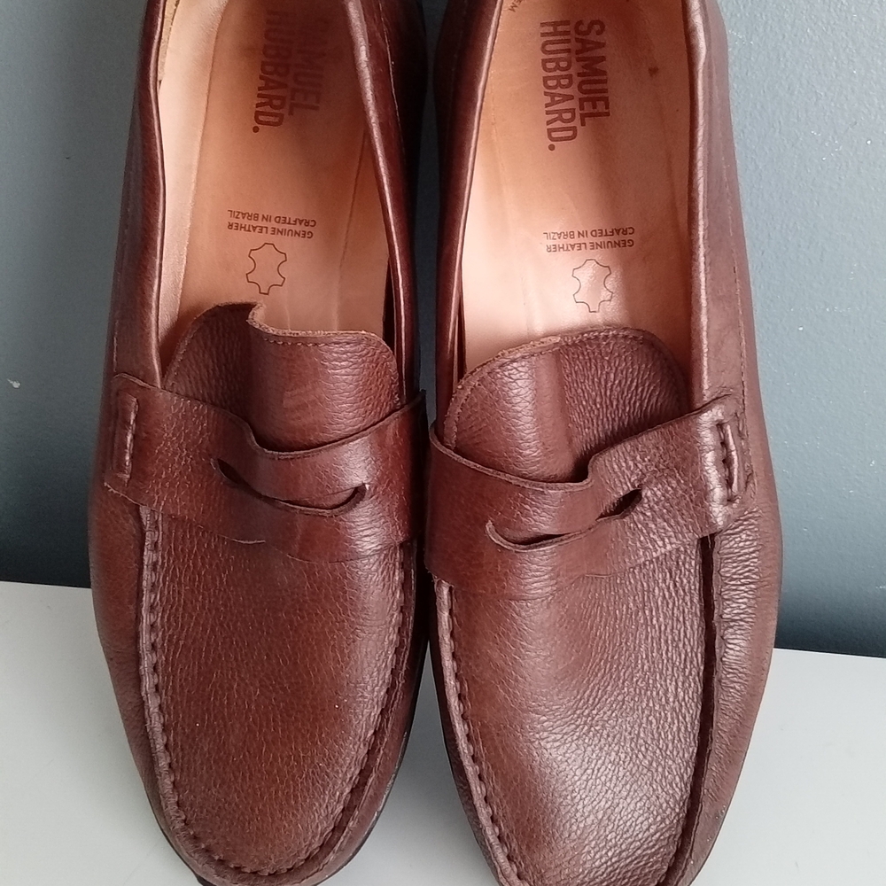 Samuel Hubbard Penny Loafers Brown Leather Comfort Shoes Men Sz 11.5